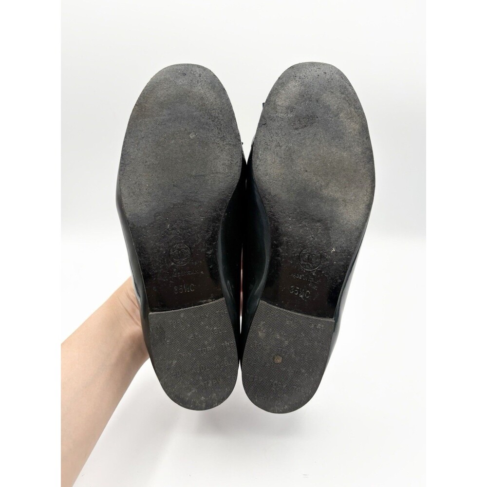 Chanel Blue & Black Patent Leather Ballet Flats Bow Accent Size EU 35.5 - Picture 15 of 16
